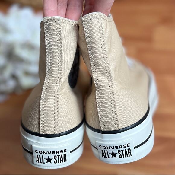 NEW Womens Size 9.5 Custom Converse Lift OX High Top Platform Tan Canvas Shos - Picture 7 of 10